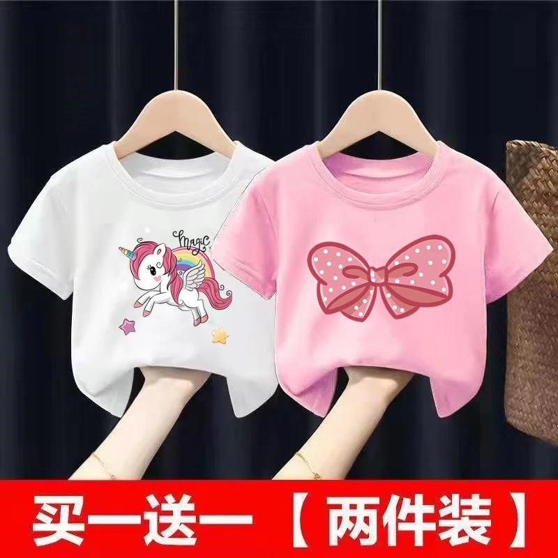 童装纯棉儿童短袖T恤夏季女童宝宝男童上衣圆领宽松卡通打底衫潮