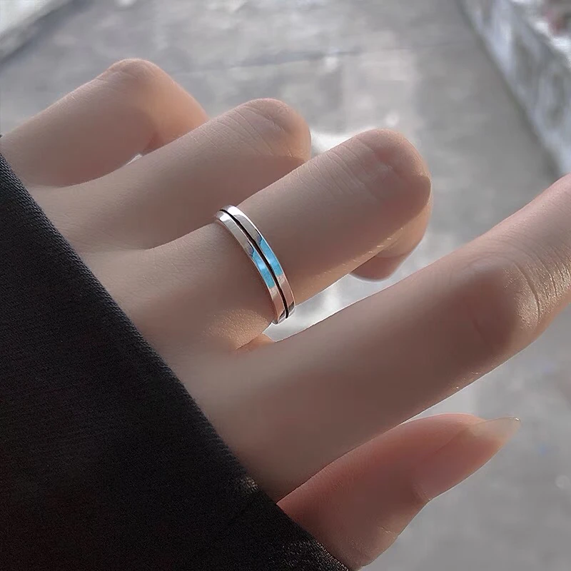 双层线条女戒简约小众设计轻奢食指开口戒指ins冷淡风