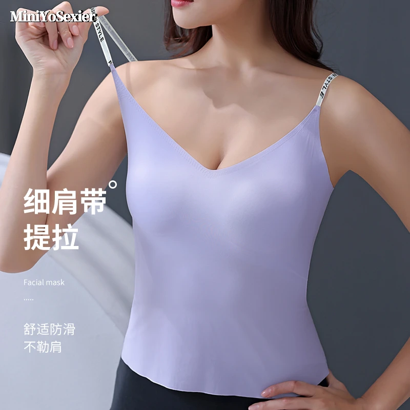 MiniYoSexier字母吊带背心瑜伽运动打底交叉美背夏季露背无痕薄款
