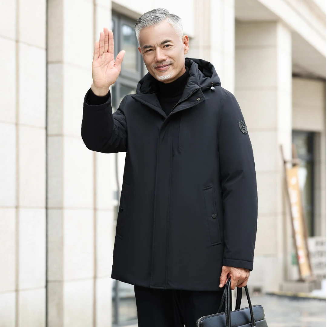 中长款羽绒服爸爸装防风外套内胆可脱卸加厚保暖防寒6868