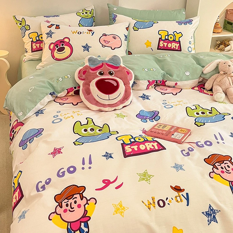 迪士尼全棉100纯棉床上四件套儿童床品宿舍被套床单人床上枕头套
