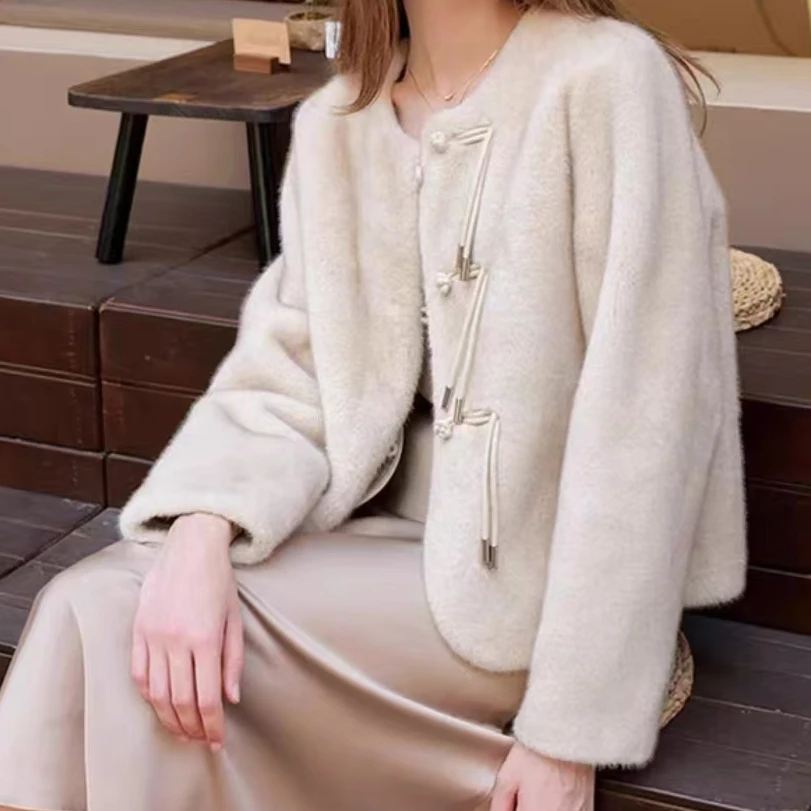 国风盘扣貂绒加厚外套