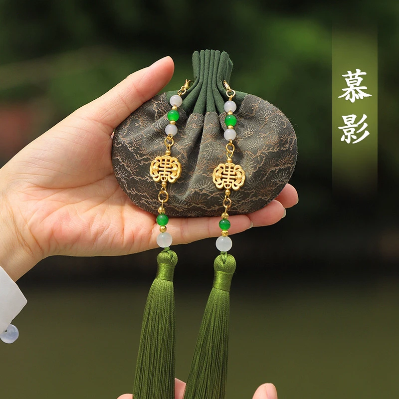 国风织锦缎香囊空袋 流苏可拆卸