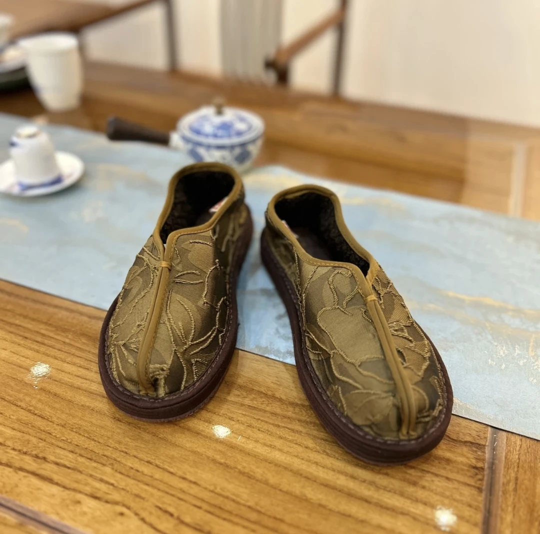 西楚【薄绒鎏金】中国风透气舒适养脚纯手工千层底布鞋民族风