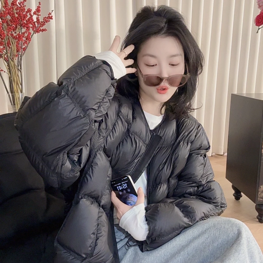 【悦悦专属】纯色小方块圆领白鸭绒羽绒服S133