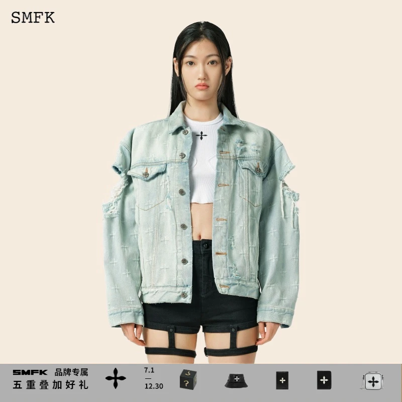 SMFK花园廓形牛仔夹克 CG008BL 春夏百搭BF风夹克合集