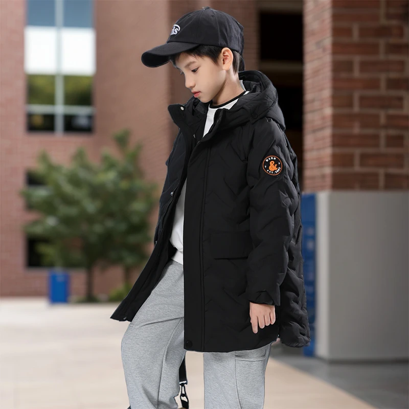 24年新款儿童中长款棉服加厚连帽中大通棉衣外套保暖袄子