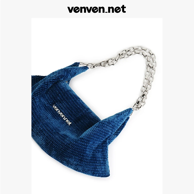 venvennet/未未奈折纸系列【维米尔】宝石蓝链条包腋下包