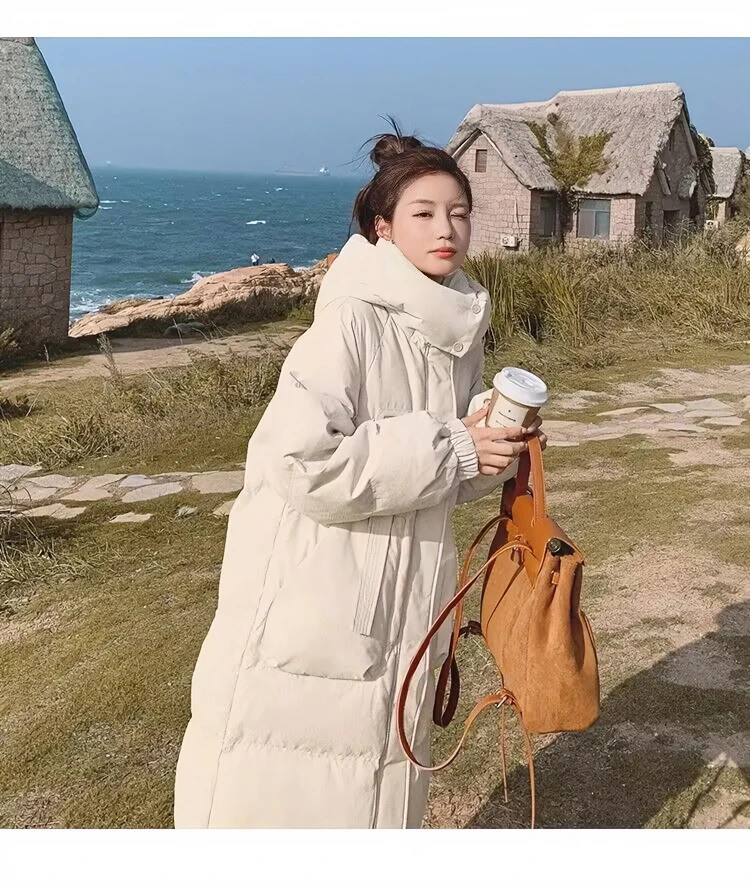 孕妇装新年外套连帽加厚面包服女冬季大衣新款过膝中长款棉服棉袄