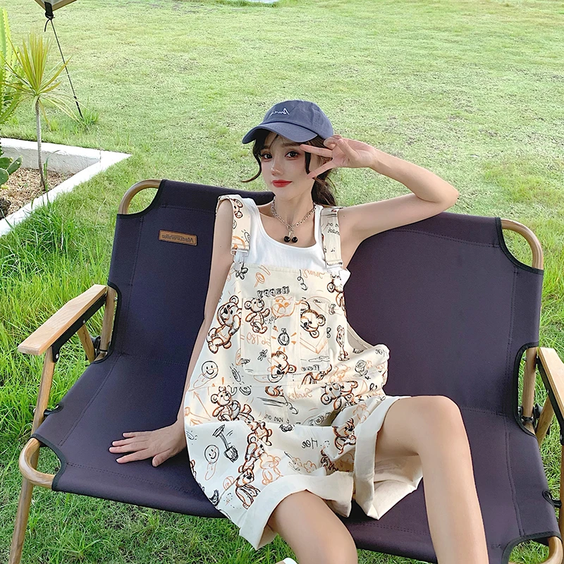 孕妇裤外穿夏季打底T恤韩版宽松背带裤短裤女套装两件套小个子夏