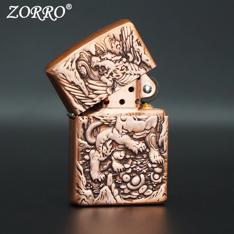 ZORRO佐罗防风煤油打火机3D浮雕九尾狐贝才色双收貔貅送男士礼物