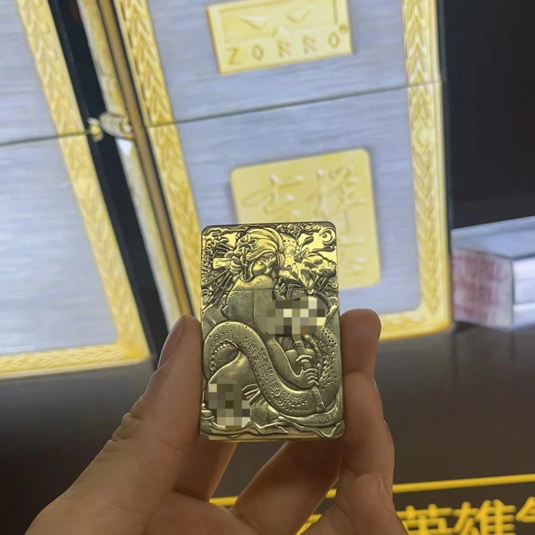 ZORRO佐罗防风煤油打火机男士小重甲ZL8浮雕拔剑艺伎创意男友礼物