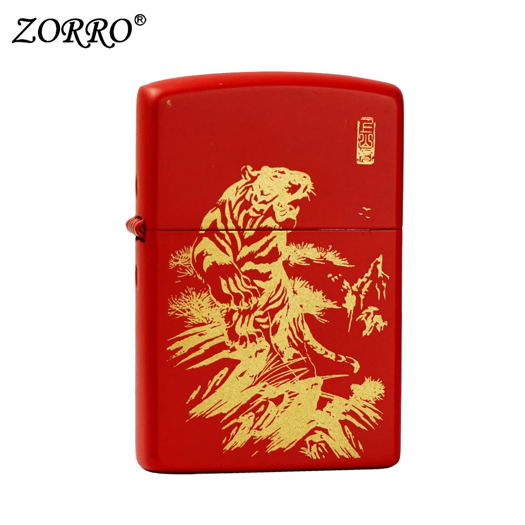 ZORRO佐罗彩印红漆上山虎煤油打火机限量创意国潮节日礼物送男友