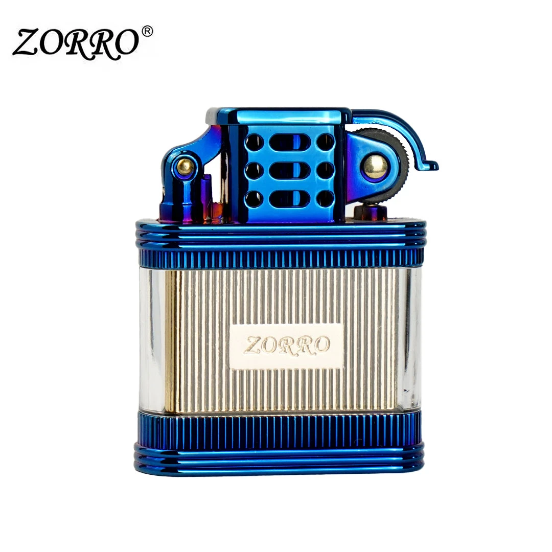 ZORRO佐罗蓝冰透明油仓防风煤油打火机可视创意潮节日礼物送男友