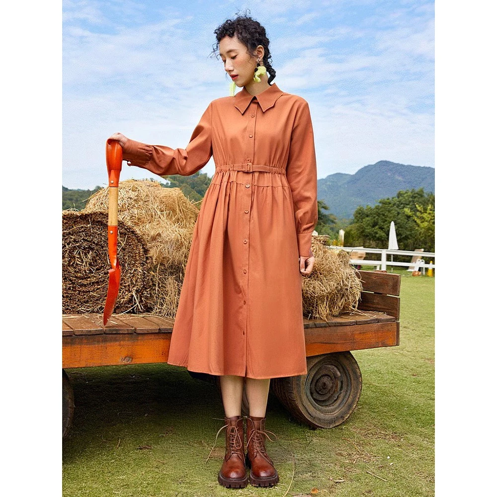 37911【画系列】系带收腰连衣裙24L1069