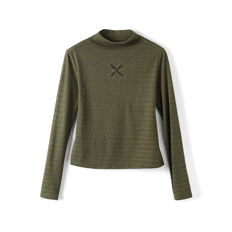 41361【金系列】花纹修身打底长袖T恤T3D909T063