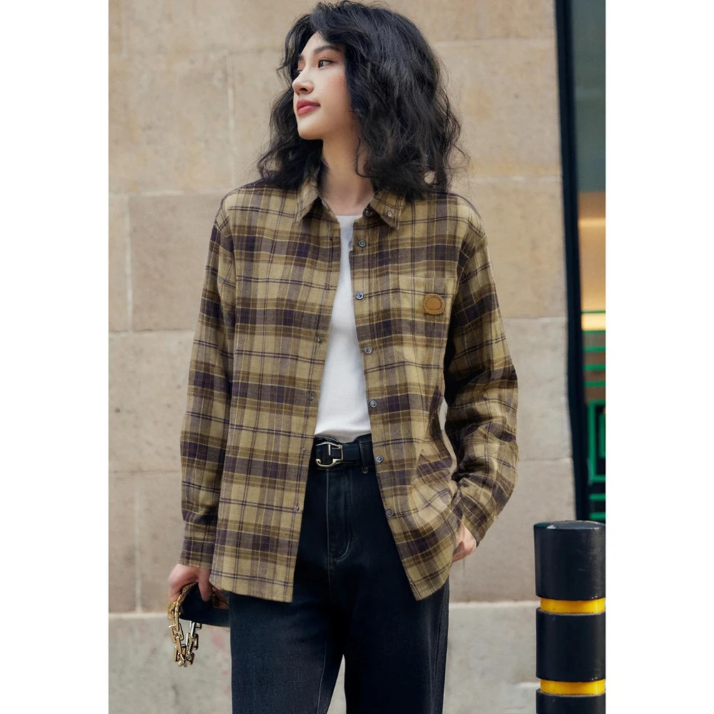 39384【N系列】磨毛格子文艺衬衫M23D1C7667