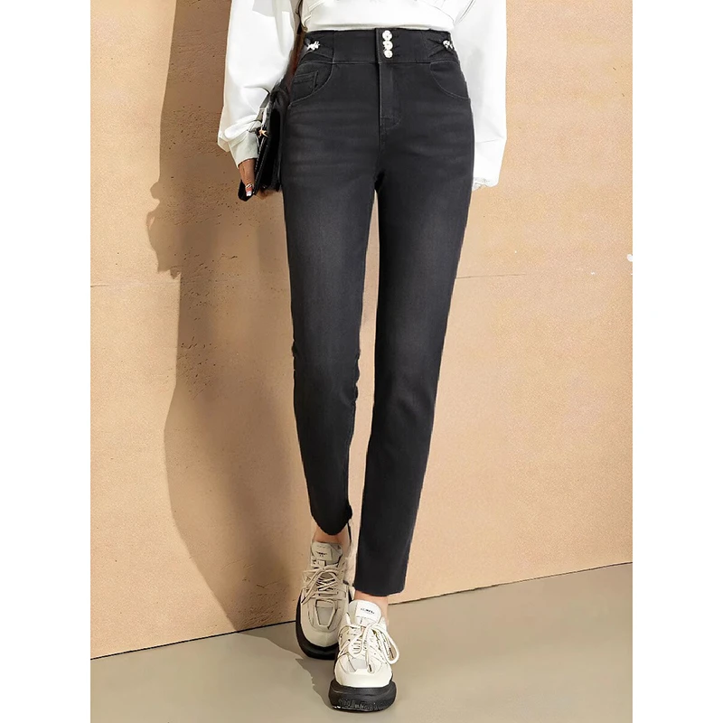 37732【芭依L】复古高腰休闲牛仔裤87K2828