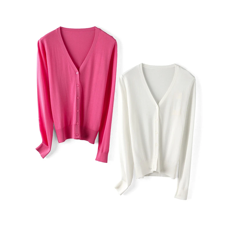 34061【觅系列】温柔V领纯色针织开衫33MX126A236