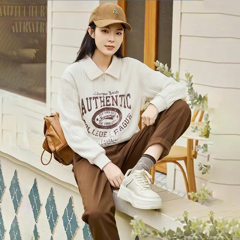 40528【觅系列】纹理感翻领卫衣35MJ2310A180