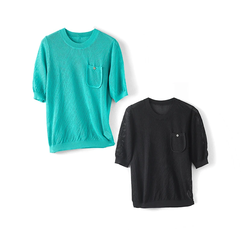 350728【伊系列】气质宽松短袖针织衫C23X2M3523