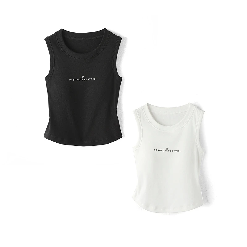 38247【依目系列】圆领带胸垫修身背心吊带2J118262D