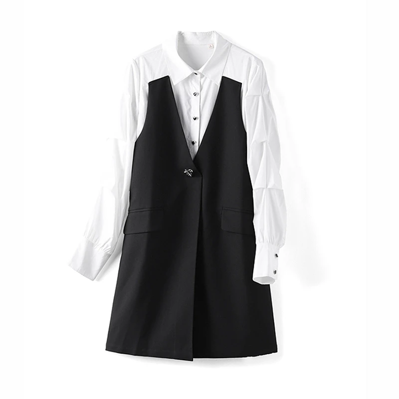 32706【N系列】气质假两件连衣裙V23C2L1156