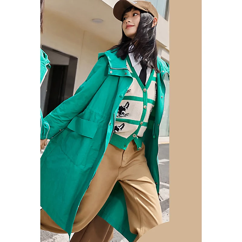 32391【N系列】纯色百搭连帽风衣M23C2F1360