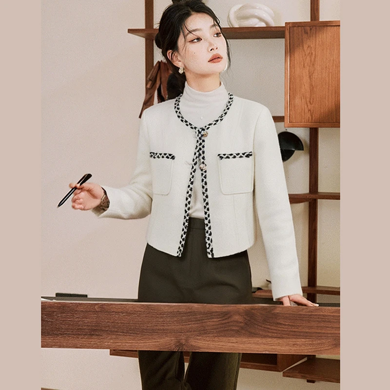 （米色）41130【LI系列】粗花呢名媛外套12TD3504W