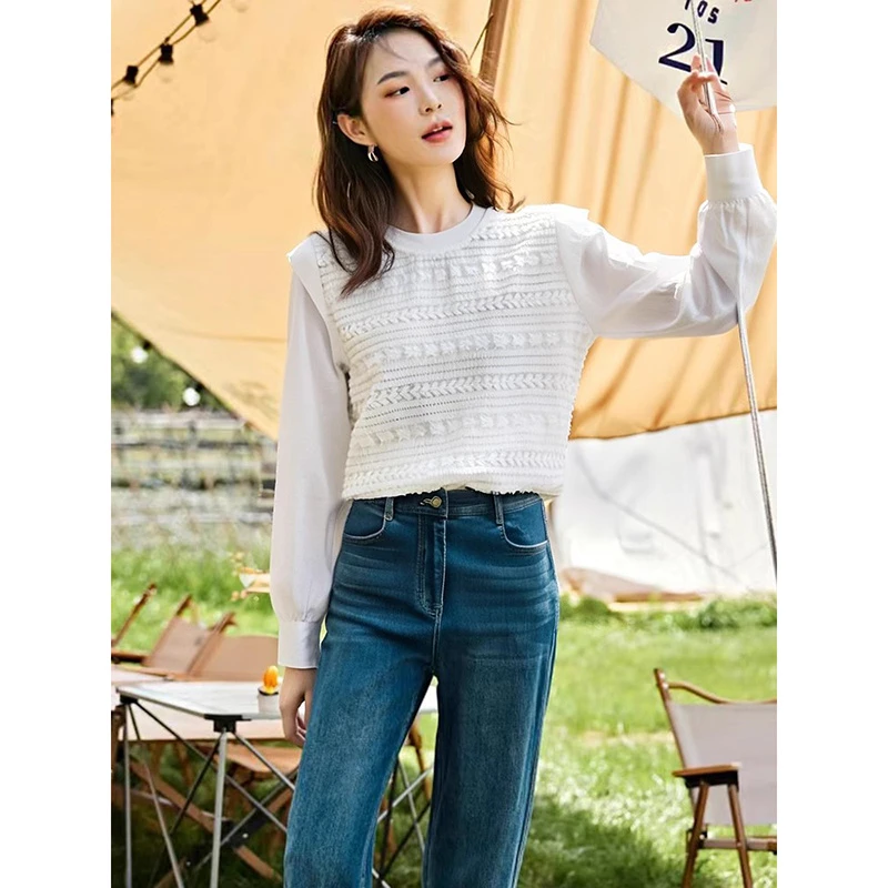 38441【画系列】镂空设计感显瘦衬衫24W1142