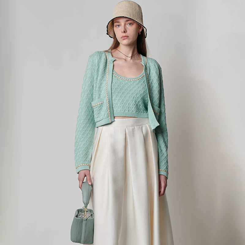 38975【碧K系列】圆领清新针织开衫LA2252