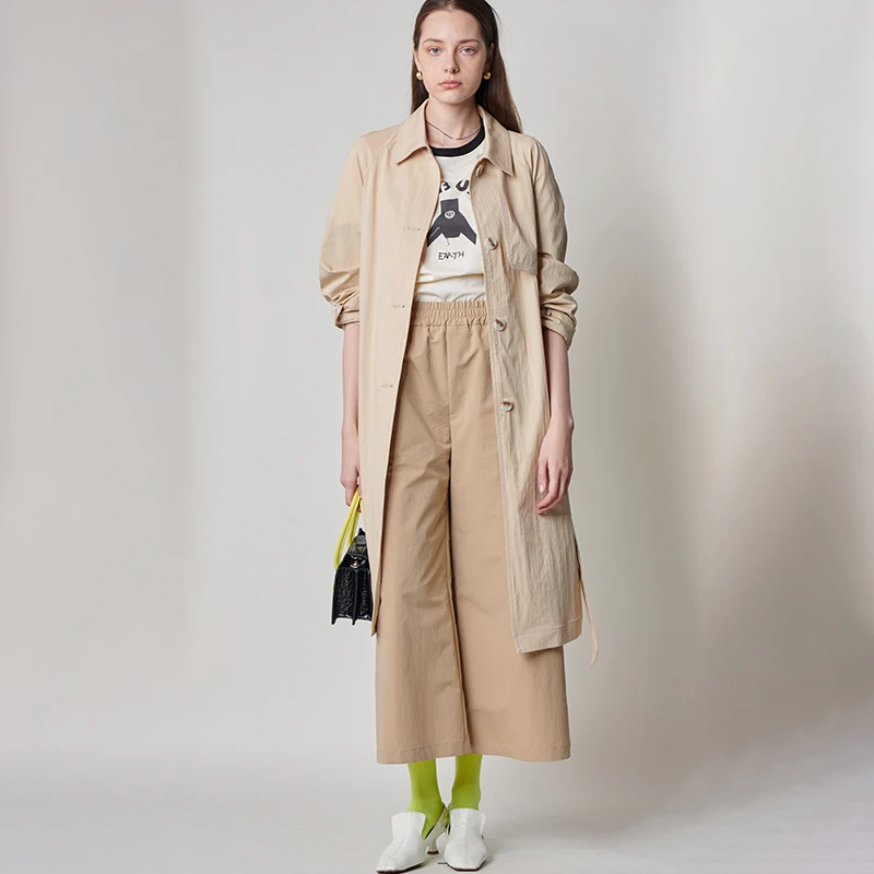 38486【碧K系列】翻领系带通勤风衣LA7097