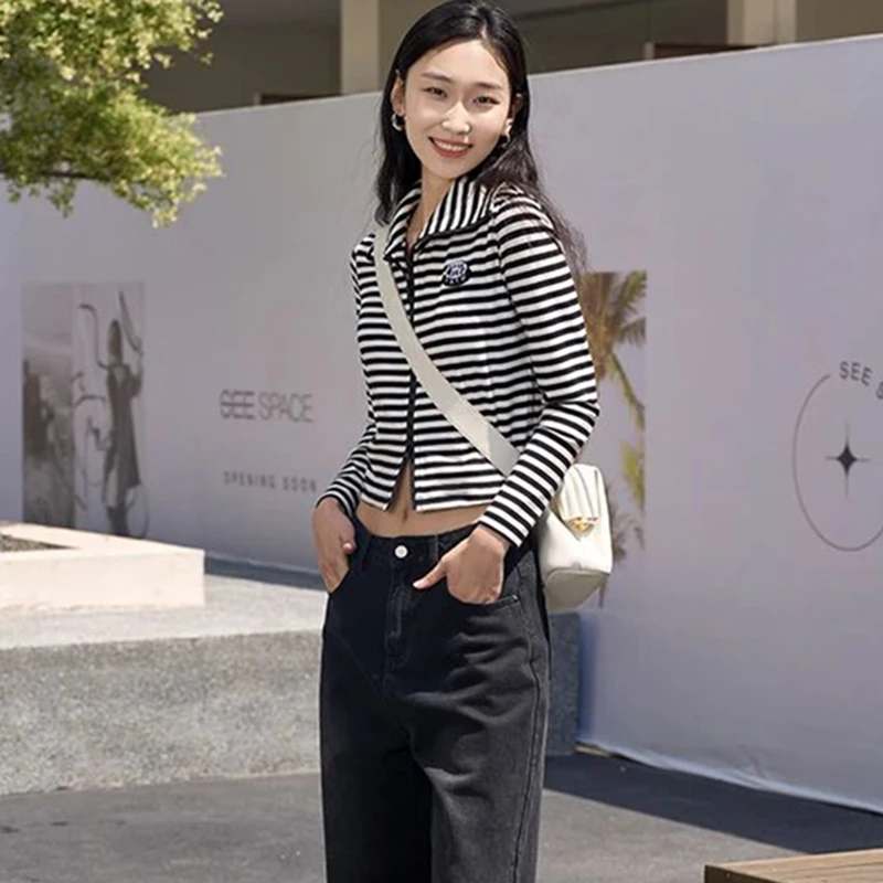 37753【她系列】翻领条纹拉链针织开衫2907233