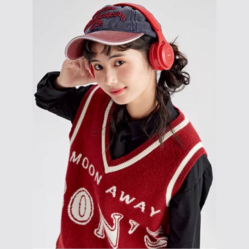 37726【紫系列】学院红色毛衣背心针织Z3Z01DS517-1