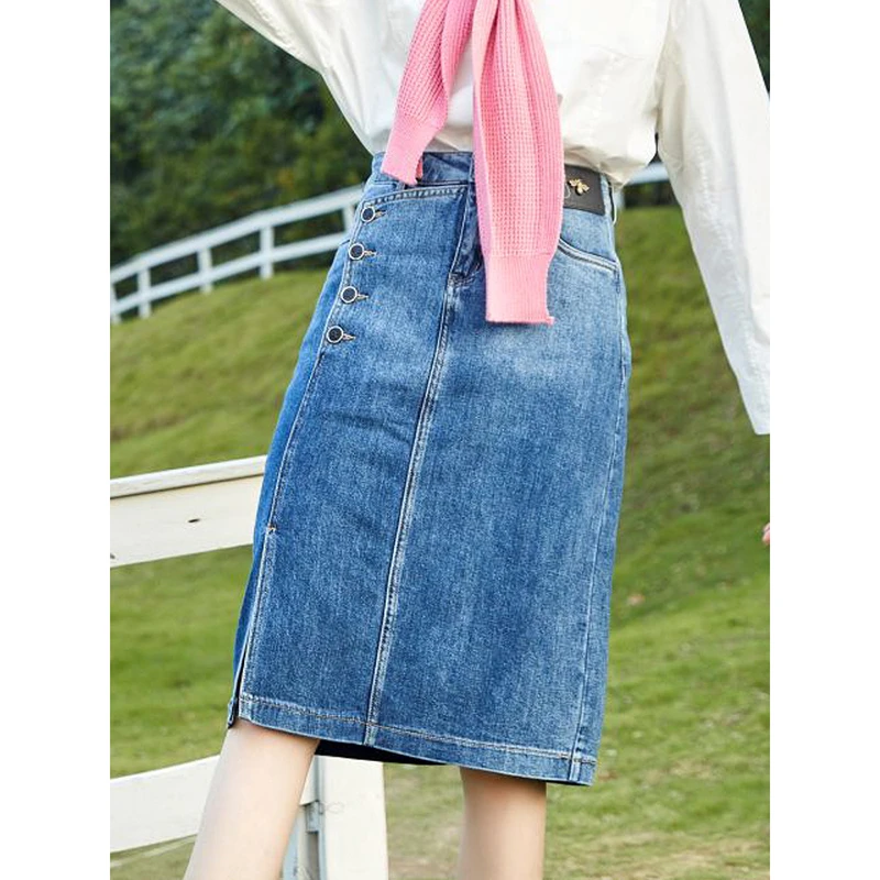 32394【觅系列】渐变开叉牛仔半身裙31MX55D532