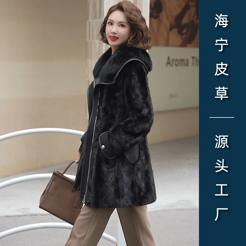 2024冬装新款海宁正宗水貂皮草大衣 貂皮裘皮冬季洋气大毛领奢华