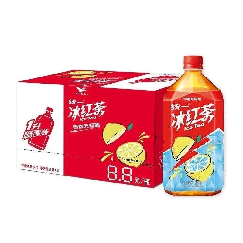 统一冰红茶大瓶1L*4瓶8瓶柠檬味饮料整箱特卖批发聚会饮料包邮yb