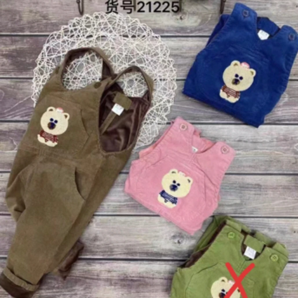 加绒小熊款高端洋气时尚条绒背带裤