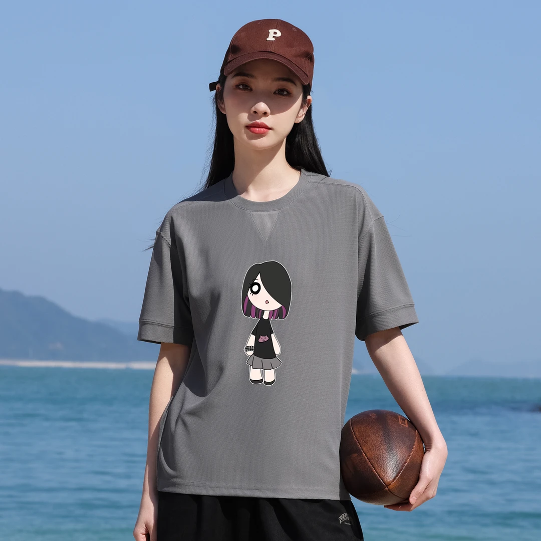 2024夏季新款原创印花女短袖T恤宽松休闲上衣小众设计感潮流减龄T