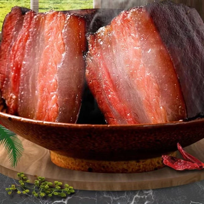贵州乡村农家土猪腊肉五花肉三鲜肉 柴火烟熏腊五花肉