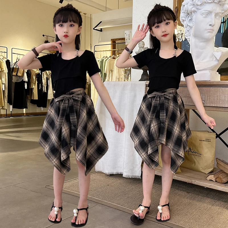 女童夏装2025新款儿童洋气短袖亲子中大童女孩夏季网红裙裤两件套