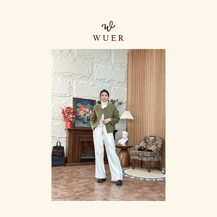 五儿精工女士029#短款外套10%骆驼绒90%绵羊毛圆领单排扣H版