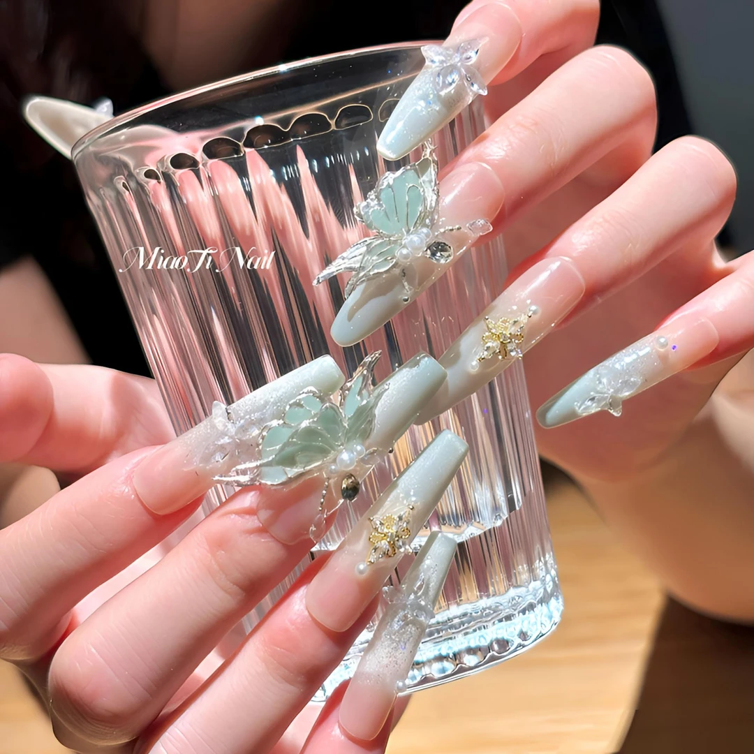 【庄周梦蝶-全手款】【甲型可定制】猫哥miaoti蝴蝶锆石钻手工穿戴甲