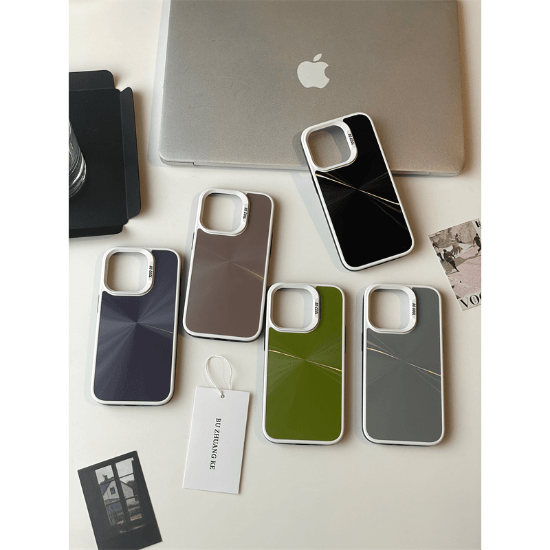适用苹果系列iPhone15简约ins14pro撞色极光CD纹13p新款12p手机壳