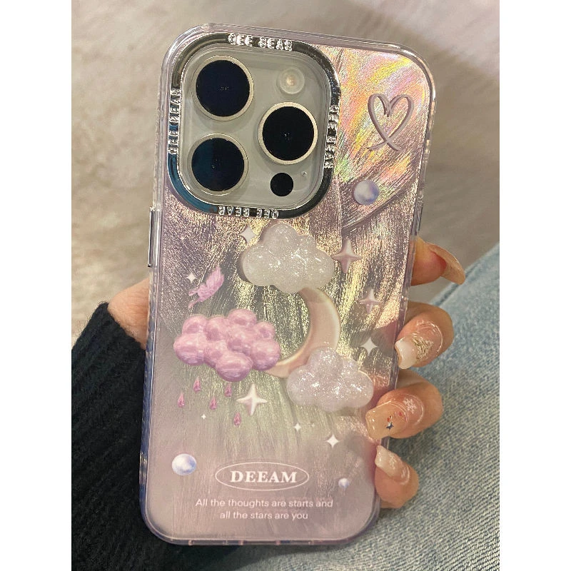 高级感月亮立体云朵适用iPhone15promax苹果14手机壳13新款12羽纱