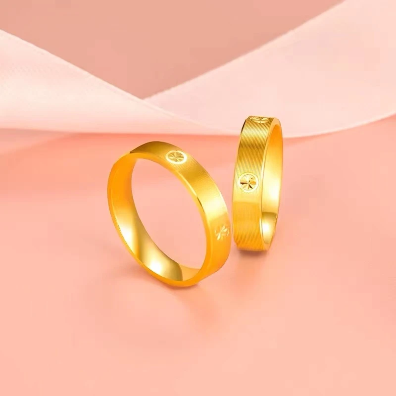 足金方戒经典时尚戒指情侣百搭（各款式）女款窄版简约素圈指环
