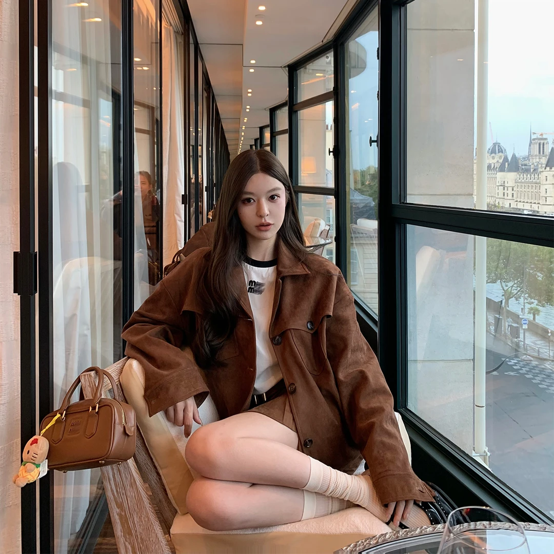 9/7「美拉德缪系入秋」JI皮外套+百褶半裙含安全裤套装FA2403423