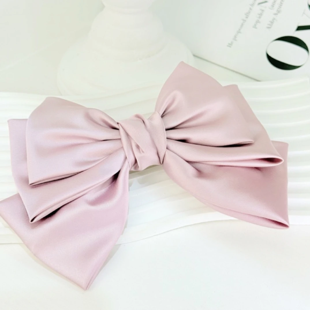 a194气质在逃公主浅粉桃花蝴蝶结丝带发夹