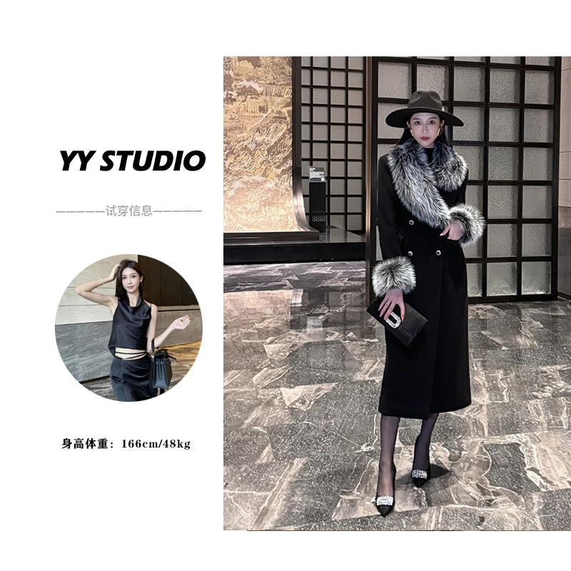 【YY STUDIO】夜色米兰高级感气质秋冬中长款百搭毛呢大衣外套