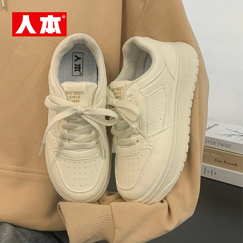 人本鞋子女款百搭学生党板鞋女生爆款2024新款时尚休闲运动小白鞋